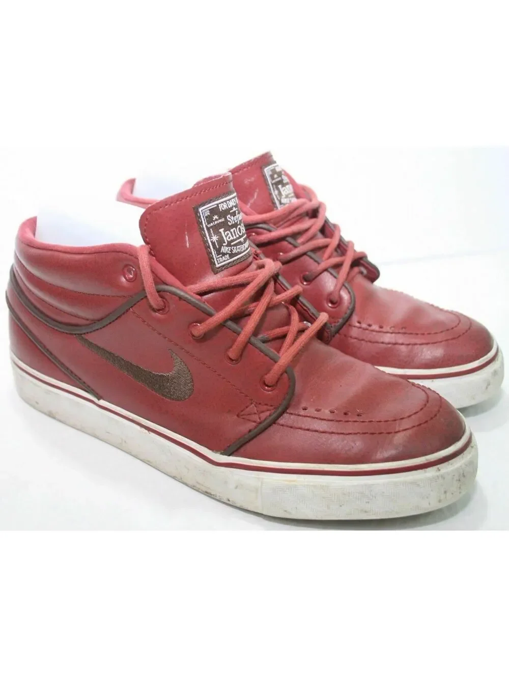 Nike Zoom Stefan Janoski Mid Premium Mens Size 5 BARN DARK OAK WHITE 472679-621